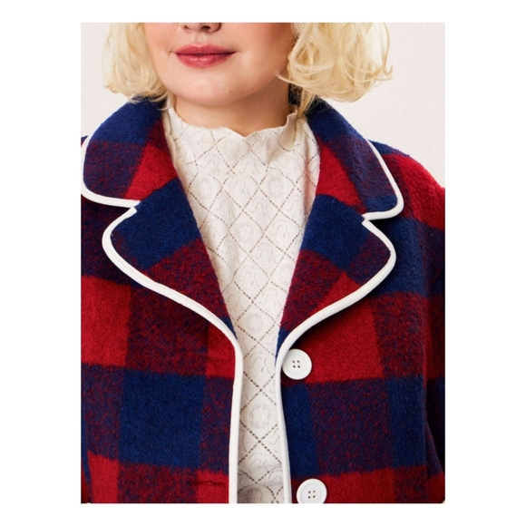 ❗SOLD❗NWT CIDER Blue & Red Check Sherpa Button Up Jacket XL/1XL - Picture 2 of 7